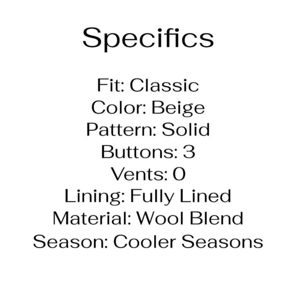 Hugo Boss 42R Beige Solid 3-Button Sport Coat Blazer Jacket V685 - Picture 4 of 11